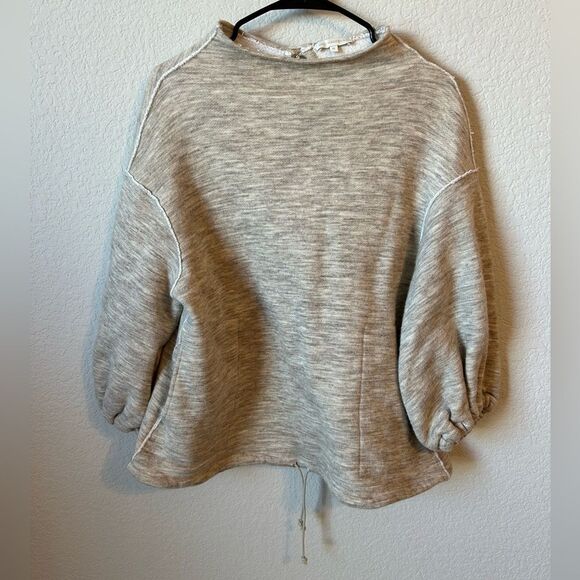 Ann Mashburn Cotton/Wool Popover Sweatshirt in Oatmeal Heather, Size M - Picture 1 of 10